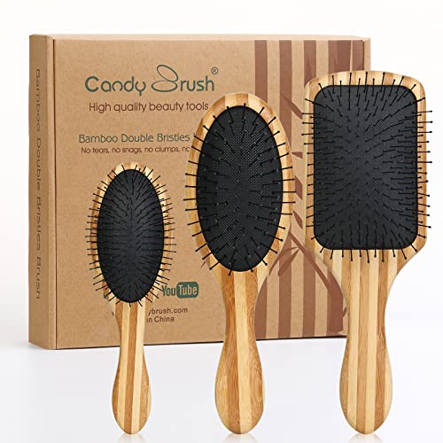 Kürek Saç Fırçası-Yumuşak Naylon Kıllı Bambu Fırça Saç Fırçası-Kıvırcık Düz ıslak ve Kuru Saçlar için Dolaşık Açıcı Fırça-Kadın