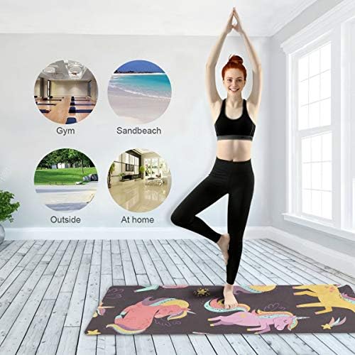 MCHIVER Seyahat Yoga Mat Kaymaz - Sevimli Unicorn Katlanabilir egzersiz matı Hafif egzersiz matı ile Çanta Ter Emici spor matı