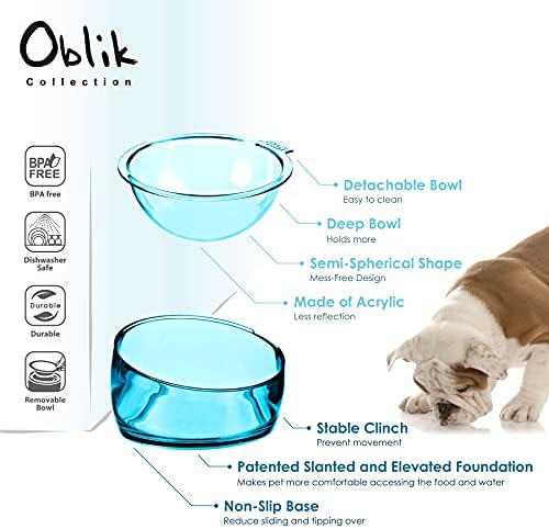 Felli Pet Yükseltilmiş Köpek Kase Ağır Plastik için Küçük Orta Pet Eğimli Oval Köpek Çanak Ayrılabilir Kaymaz Taban Ergonomik