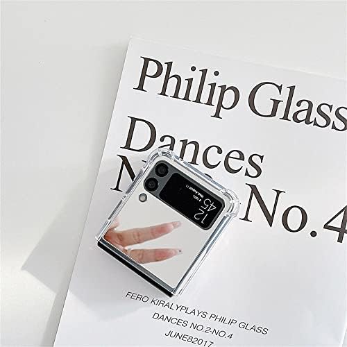 PC Anti-Sonbahar Anti-damla darbeye dayanıklı ayna kapağı için Samsung Galaxy Z Flip3 5G koruyucu kılıf telefon kılıfı (Gül altın)