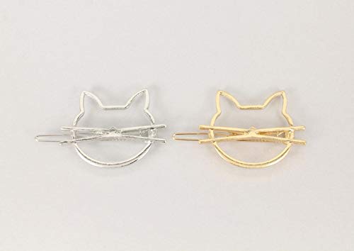 Altın Kedi Barrette Anahat Şekli Metal saç tokası Kitty Yavru Kedi Kedi Barrette Renkli Saç Klipler Kadınlar için