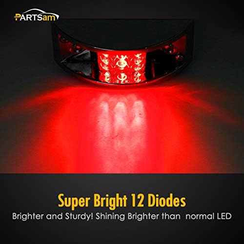 Partsam 4x Kırmızı Mühürlü Krom Zırhlı LED Römork Boşluğu ve Yan İşaretleyici ışığı 12 LED