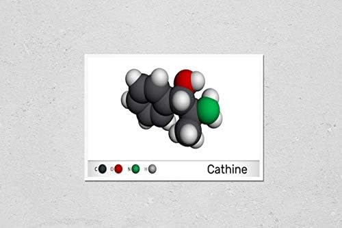 Cathine, norpseudoephedrine, C9H13NO molekülünün poster reprodüksiyonu. Uyarıcı özelliklere sahip alkaloid, psikoaktif bir ilaçtır.