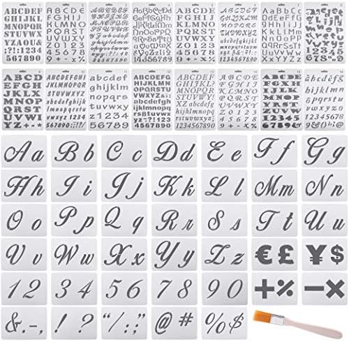 Jekkıs 56 Paket Mektup Ahşap üzerine Boyama için Şablonlar Alfabe Sayılar ve İşaretler ile Şablonlar Kullanımlık Plastik Küçük