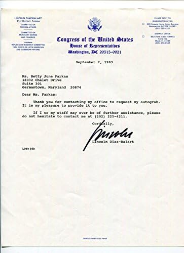 Lincoln Diaz-Balart Florida ABD Temsilciler Kongresi İmza Mektubu İmzaladı-Üniversite Kesim İmzaları
