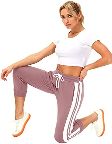 SPECİALMAGİC kapri pantolonlar için Kadın Joggers ile Cepler Kırpılmış Sweatpants Koşu Egzersiz