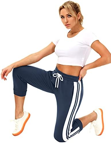 SPECİALMAGİC kapri pantolonlar için Kadın Joggers ile Cepler Kırpılmış Sweatpants Koşu Egzersiz