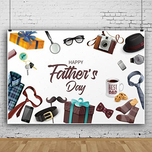 Remandacy 10x6. 5ft Mutlu babalar Günü Zemin Kravat Gözlük Sakal En Iyi Baba Fotoğraf Arka Plan için Babalar Günü Parti Süslemeleri