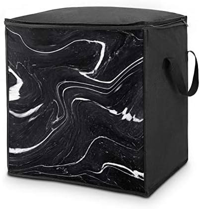 Siyah Mermer Mürekkep Doku Akrilik Boyalı Dalgalar Toz Geçirmez Fermuarlı saklama çantası için Dolap Yatak Odası Yatak Altı,