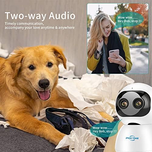 Köpek Kamera ile Telefon App, Poctme WiFi Pet Kamera, 1080 P HD Kapalı bebek izleme monitörü 360-derece için Ev Güvenlik ile