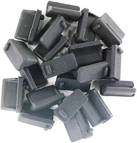 Kebinfen 20 ADET Siyah Silikon USB Bağlantı Noktası Kapağı Anti Toz Koruyucu USB Tip-A Dişi Uç (20 ADET, Siyah)
