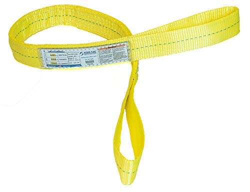 Stren-Flex-ABD'de Üretilmiştir-19 ft Polyester Düz Göz Web Sling Web Sling (6400 Dikey-5000 Gerdanlık-12800 Sepet)