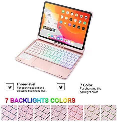 Touchpad ile kablosuz 7 Renk Arkadan Aydınlatmalı Bluetooth Klavye 360 Derece Döndür Otomatik Uyku / Wake Akıllı Klavye Tablet
