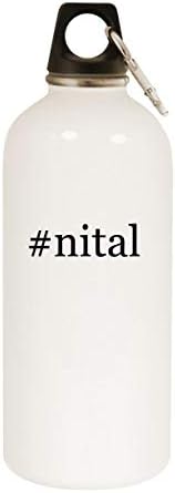 nital - 20oz Hashtag Paslanmaz Çelik Beyaz Su Şişesi, Karabina, Beyaz