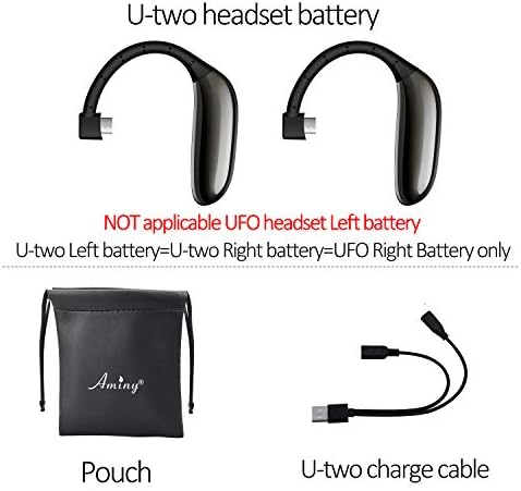 AMİNY U-iki Bluetooth Kulaklık Pil, 2 adet U-iki Pil + Şarj Kabloları + Kılıfı, AMİNY U-iki Kulaklık Aksesuarları