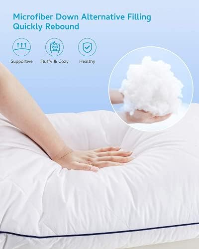Yatak Yastıkları Uyku için Kraliçe Boyutu, 2 Paket, %100 Pamuklu Örtü, Lüks Aşağı Alternatif Yastıklar, Cilt Dostu, Boyun Ağrısı