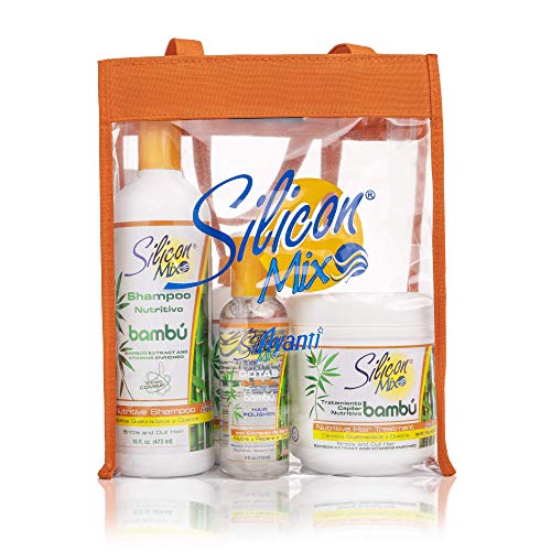 Silicon Mix Bambu Set 4 parça Şampuan, Tratament, Bırakın, Saç Parlatıcı