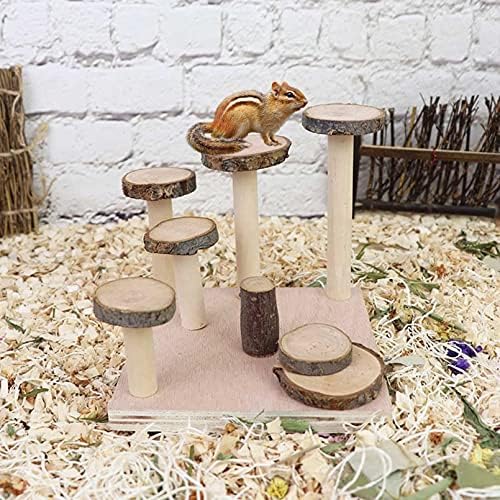 PİNVNBY Hamster Oyuncaklar Gökkuşağı DIY Ahşap Hamster Evi Gerbil Tırmanma Standı Platformu Sıçan Salıncak Kurulu Doğal Çiğnemek