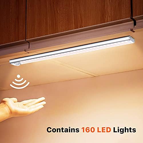 LED dolap ışıkları, 160-LED Altında kabine aydınlatma 39 cm hareket sensörü ışık Kapalı 3 renk ile Sopa-On gece ışık ile büyük