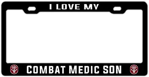 SFOALN Alüminyum ABD Savaş Medic Ben Aşk Benim Savaş Medic Oğlu Kimlik etiketi plaka çerçevesi Dekorasyon-Etiketi Çerçeve için