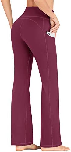 IUGA Bootcut Yoga Pantolon ile Kadınlar için Cepler Yüksek Belli egzersiz pantolonları Karın Kontrol Kaçak iş pantolonu Kadınlar