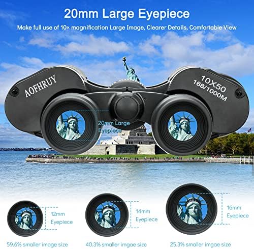büyük Görüşlü Yetişkinler için 10x50 Dürbün, Net Görüş BAK4 Prizma MYK Lens, Kuş Gözlemciliği için Su geçirmez Dürbün, Kılıf