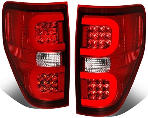 DNA Otomobil TL-F15009-LED-RD3D-CH-RD Çift kırmızı LED C-Bar Kuyruk Lambası Krom /Kırmızı [09-14 Ford F150 için]