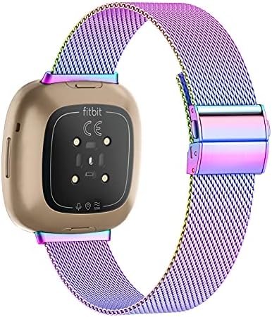 Eyamumo Bantları ile Uyumlu Fitbit Versa 3 / Fitbit Sense, Ayarlanabilir Nefes paslanmaz çelik tel örgü Bant Yedek Bileklik için