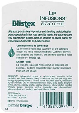 Blistex Dudak İnfüzyonları Dudak Nemlendiricisini Yatıştırır 0.13 Ons (6 Paket)