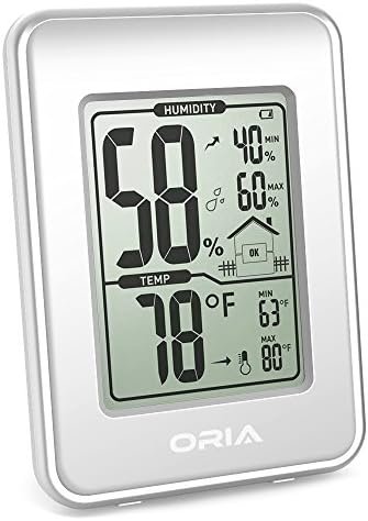 ORIA Dijital Higrometre Termometre, Kapalı Termometre Nem Monitör, sıcaklık Nem Ölçer Metre, LCD Ekran ile, Min ve Max Kayıtları,
