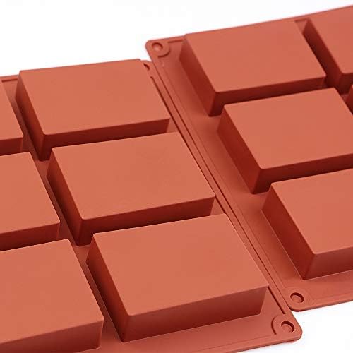 homEdge 6-Cavity Dikdörtgen Silikon Kalıp, Sabun Çubuğu, Reçine, Çikolata, Sabun Mumları ve Jöle-Kahverengi Yapmak için 3 Paket