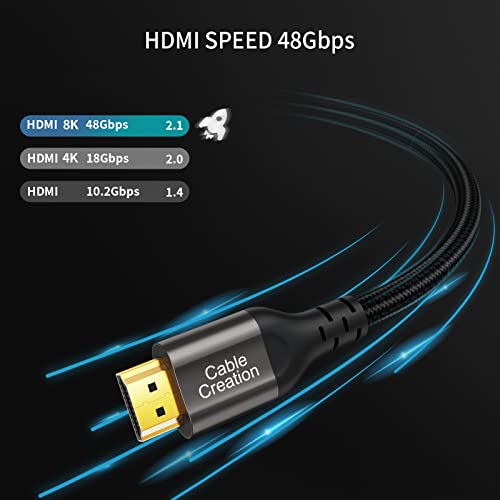 CableCreation 8 K 48 Gbps Ultra Yüksek Hızlı HDMI Kablosu 3.3 ft, 4K120 8 K 60 144 Hz eARC HDR HDCP 2.2 2.3 ile Uyumlu PS5 PS4