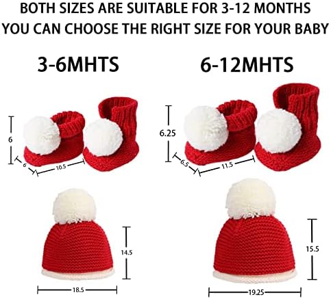 NEWNUF Kış Şapka ve Çizmeler için Erkek Bebek Kız, Hediye Kutusu Kış Yumuşak Sıcak Örme Bebek Yürüyor Bebek Bere ve Çorap