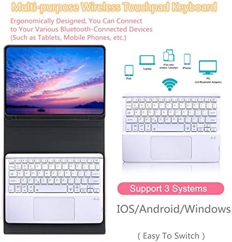 Klavye Kılıf için İpad Hava 4th Gen,Touchpad ile, 7 Renk Arkadan Aydınlatmalı, Ayrılabilir Kablosuz Klavye, Yap-Kalem Tutucu