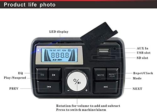12 V Radyo 3 inç Motosiklet ATV UTV Golf Arabası Su Geçirmez Anti-Hırsızlık Bluetooth Hoparlör USB TF U Disk FM Radyo Stereo