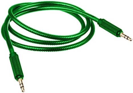 Lilware Örgülü Naylon Şeffaf PVC Ceket 1M Aux Ses Kablosu 3.5 mm Jack Multimedya Cihazları için Erkek-Erkek Kablosu-Yeşil