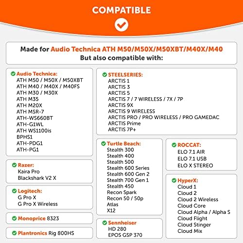 WC Wicked Yastıkları Kadife Yedek Kulak Yastıkları için ATH M50X - Audio Technica ile Uyumlu M40X / M50XBT / HyperX Bulut 1 &