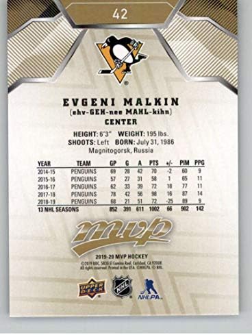 2019-20 Üst Güverte MVP Altın Senaryo Hokeyi 42 Evgeni Malkin Pittsburgh Penguins Resmi Blaster Sadece Perakende NHL Hokeyi