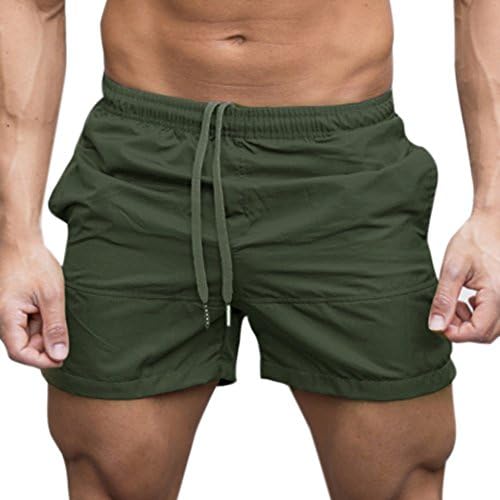 TTOOHHH erkek Moda Spor Rahat Gevşek Koşu Elastik Bel Şort Pantolon Koşu Sweatpants Ordu Yeşil