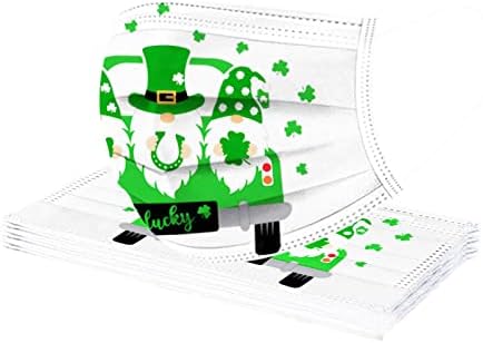 10 Paket Aziz Aziz Patrick Günü Tek Kullanımlık Yüz Maskesi Yetişkinler Erkekler Kadınlar için 3 Kat Yeşil Maske Tam yüz koruyucu