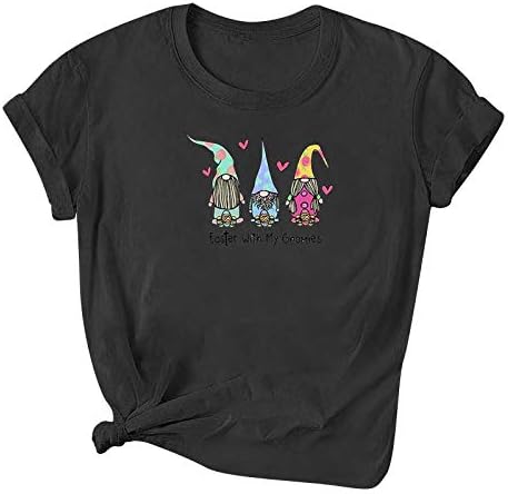 Dosoop kadın sevgililer Günü Sevimli T-Shirt Grafik Üç Cüceler Yuvarlak Boyun Tees Gömlek Kısa Kollu Casual Tops