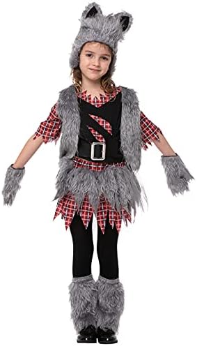 Spooktacular Kreasyonlar Vahşi Kurtadam Kostüm Çocuklar Yelek Tarzı Kızlar için Cadılar Bayramı Partileri, Cosplay