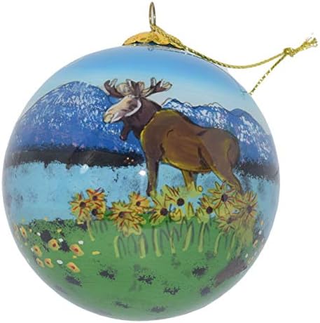 El Boyalı Cam Noel Süsleme - Moose w/Ayçiçeği Jackson Hole