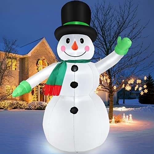 Thanger 7 FT Noel şişme kardan adam açık Yard süslemeleri, noel havaya uçurmak kar adam ile led ışıkları ve siyah şapka, kış