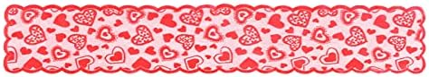 Tosewever Sevgililer Günü Masa Koşucu 13x72 İnç Kırmızı Kalp Nakış Dantel Masa Örtüsü Sevgililer Yıldönümü Noel Düğün Parti Süslemeleri