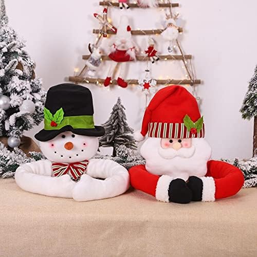 Siyah Daire Yeni Yıl Noel Baba Kardan Adam Noel Ağacı Topper Merry Christmas Süslemeleri Ev İçin Noel Süsler Natal Navidad QIA-47794