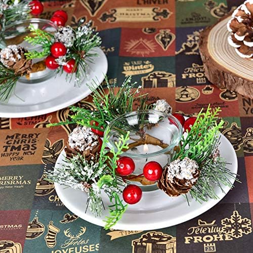 Artiflr 4 Adet Noel Adak Mumluklar Karlı Çam Kozalağı Berry Mumluk, dekoratif Cam Tealight Mumluk Ev, Düğün, Oturma Odası ve