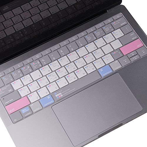 VFENG Premium Klavye Kapak Cilt için MAC OS Kısayol Kısayol Tuşları ile -2019 MacBook Pro Dokunmatik Bar Olmadan 13 İnç (Model: