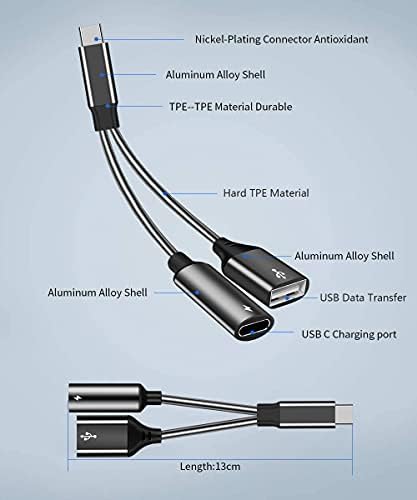 Güç ile USB C OTG Adaptör, 60W USB C Şarjlı USB Tip C Splitter ve USB A Dişi Google TV ile Chromecast ile uyumlu / Samsung S21