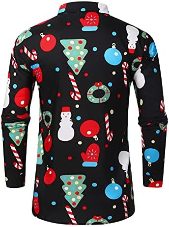 BHSJ erkek Noel Uzun Kollu Düğme Aşağı Gömlek, Noel Ren Geyiği Ağacı Kardan Adam Baskı Iş Rahat Gömlek Tops